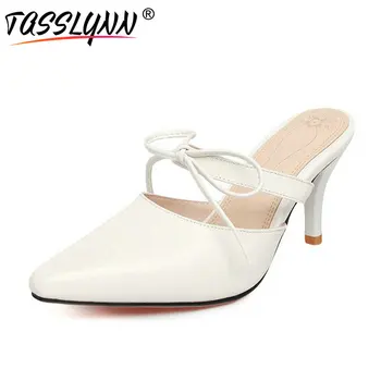 

TASSLYNN 2020 Woman Pumps Mature Thin High Heels Women's Shoes Slingbacks Cow Leather PU Shoes for Women Pointed Toe Size 34-40