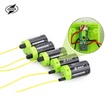 

ZNTER 6pcs 1.5v Lithium li-polymer 4000mAh D size rechargeable battery D type for flashlight,medical ect. + USB charging line
