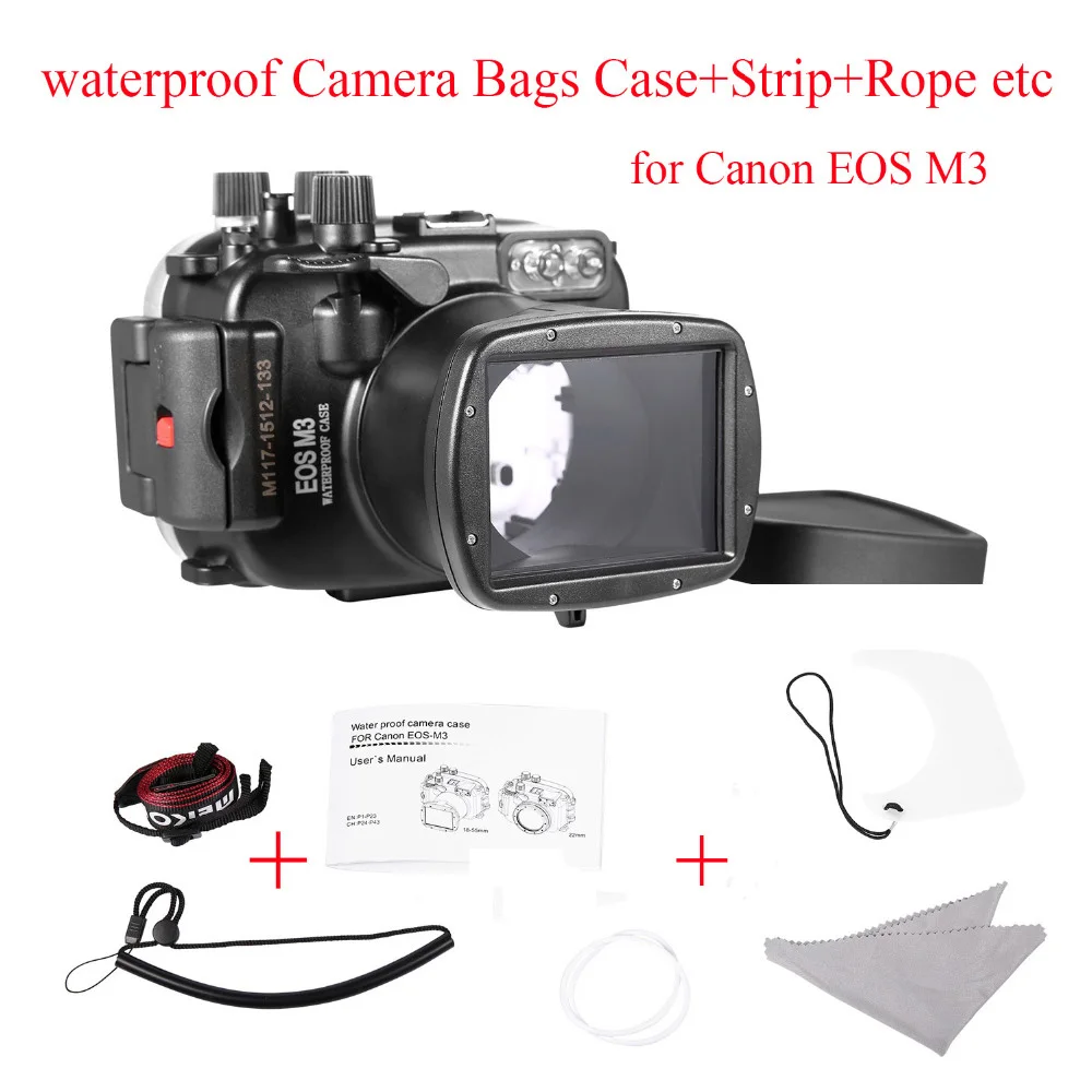 

Meikon 40m/130ft waterproof Camera Housing Case for Canon EOS M3 (18-55mm Port),Underwater Camera Bags Case for Canon EOS M3