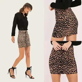 

Hot Sell Sexy Women Mini Leopard Skirts Fashion High Wasit Skinny Pencil Skirt Casual Short Skirts