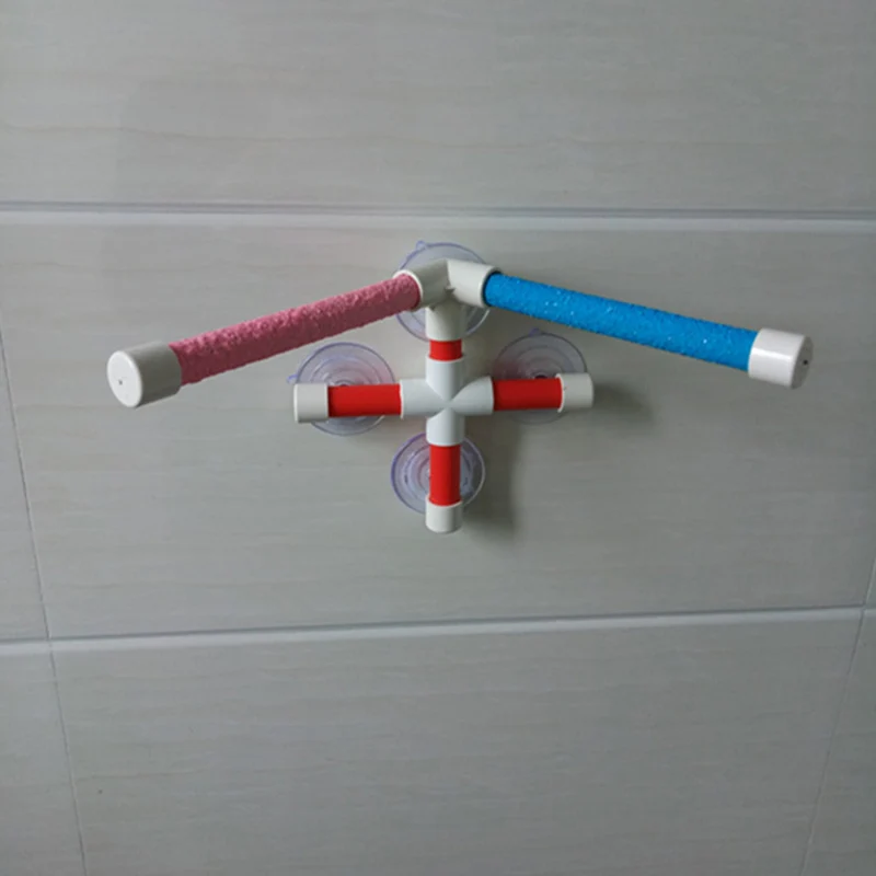 Pink Blue Red Parrot Claw Beak Grinding Bar Birds Shower Standing Stick Wooden Bar for Climbing and Biting Pet Toy Perches Stand Platform - Цвет: Pink Blue Red