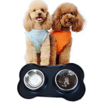 

New Dog Bowls Stainless Steel Water and Food Feeder with Non Spill Skid Resistant Silicone Mat for Pets Puppy Small Medi