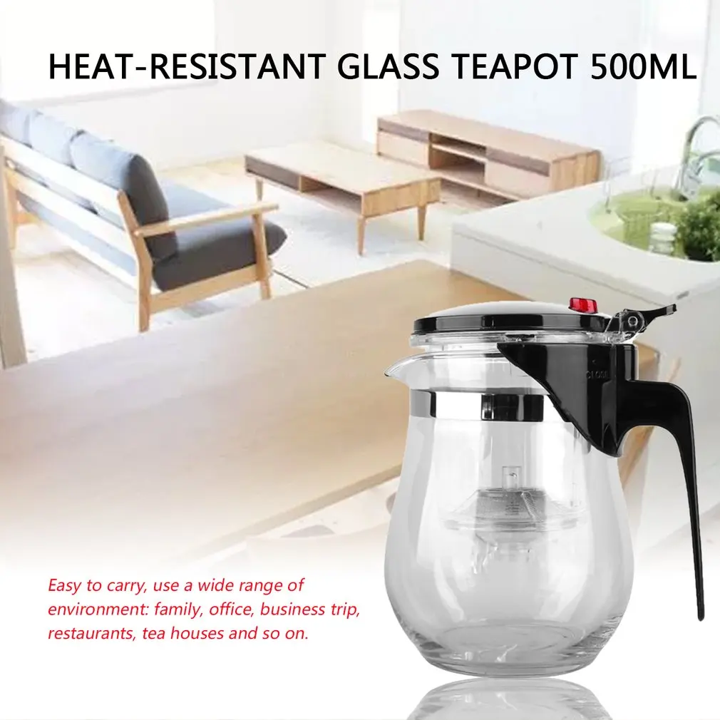 500 мл термостойкий стеклянный чайник китайский чайный набор кунг-фу пуэр чайник цветочный чайник удобный чайный набор для дома и офиса