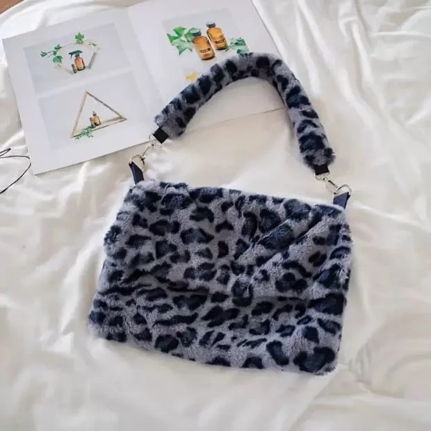 fluffy pink leopard print bag