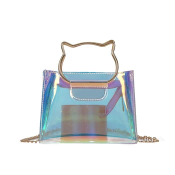 

Ins Small Bag Female 2020 Summer New Colorful Laser Handheld Jelly Bag Single Shoulder Oblique Span Small Bag