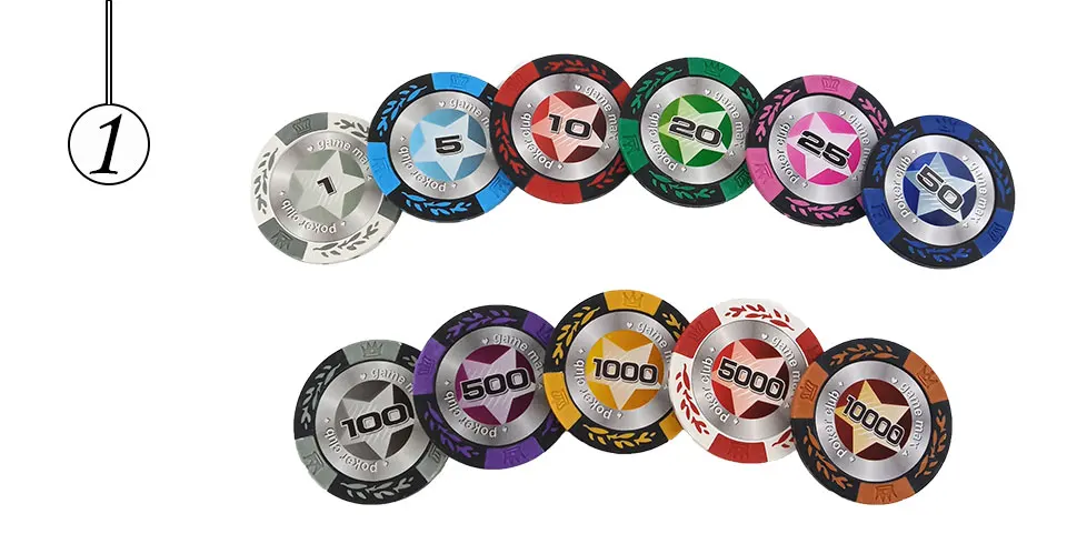 Easytoday 25Pcsset Upscale Poker Chips Set Clay Embedded iron Baccarat Texas Hold'em Professional Poker Chip Pokerstars (1)