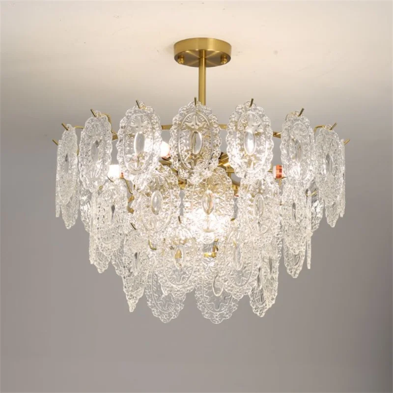 

LED Postmodern Round Golden Crystal Chandelier Lighting Glass Lamp Lustre Ceiling Luminaire Lampen For Dinning Room Living Room