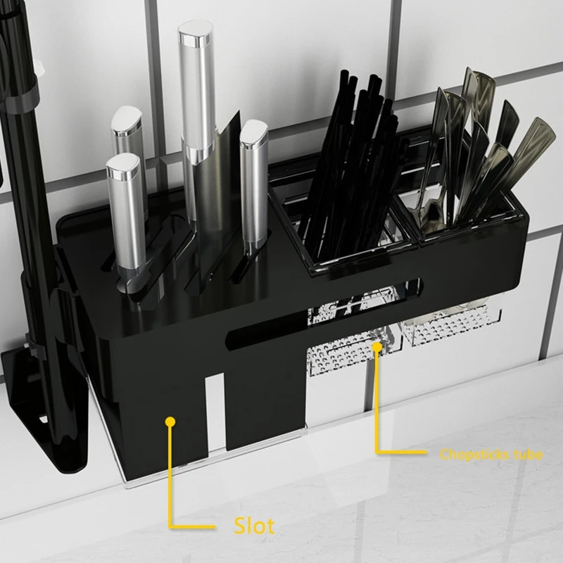 Космический алюминиевый резак настенный держатель для туалетнных принадлежностей держатель для ножей Кухня Бар коробка для хранения блок Ножи кухонные инструменты Ножи вилка палочки дозирующая детская ложка для St