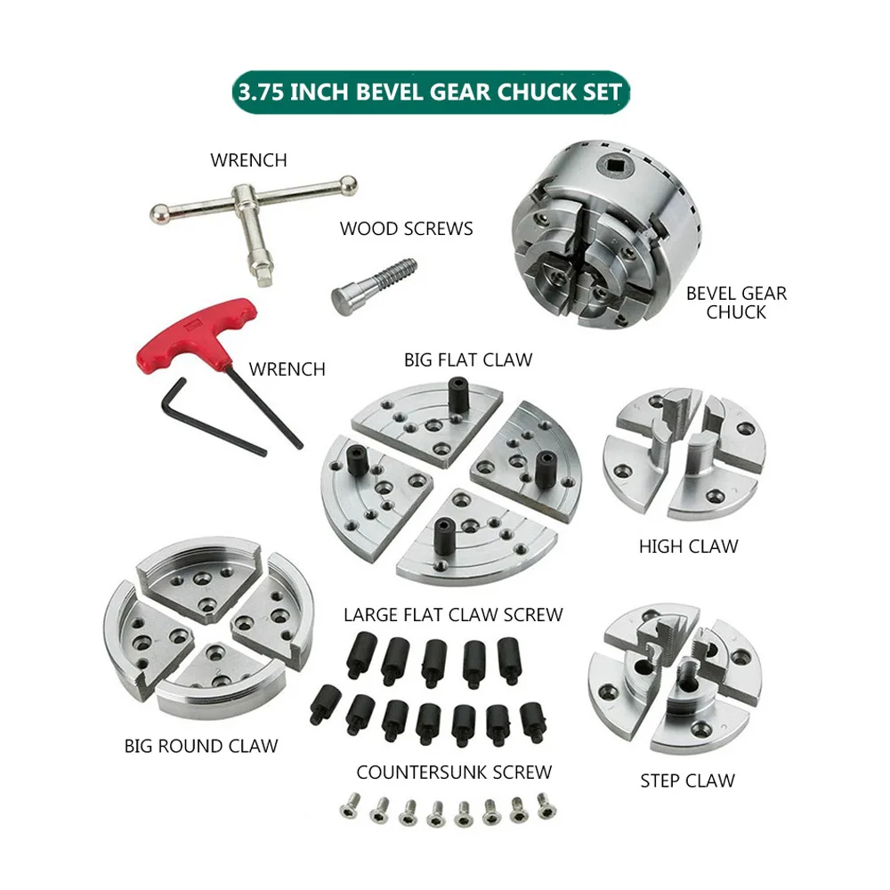 

4.5 inch Bevel Gear Chuck Set With Aluminum Suitcase Woodworking Lathe Chuck Set