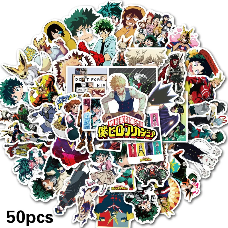 

50Pcs/lot My Hero Academy 2019 Stickers Decal for Snowboard Laptop Luggage Car Fridge DIY Styling Vinyl Home Decor Sticker