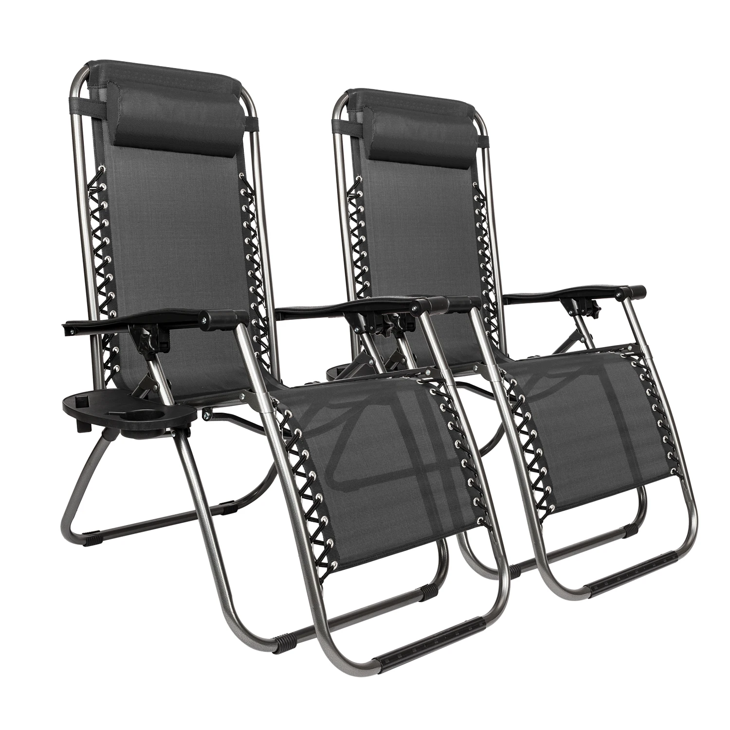 

2PCS Adjustable Folding Lawn Lounge Chair,Outdoor Camping Reclining Lounge Chair with Pillows for Poolside Backyard and Beach