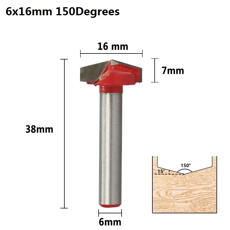 XCAN 1 шт. 60 градусов V Форма древесины фрезы с 10 мм диаметр 6 мм хвостовик древесины триммер 3D Фрезерный резак резьба по дереву нож - Длина режущей кромки: 1pc 6x16x150D