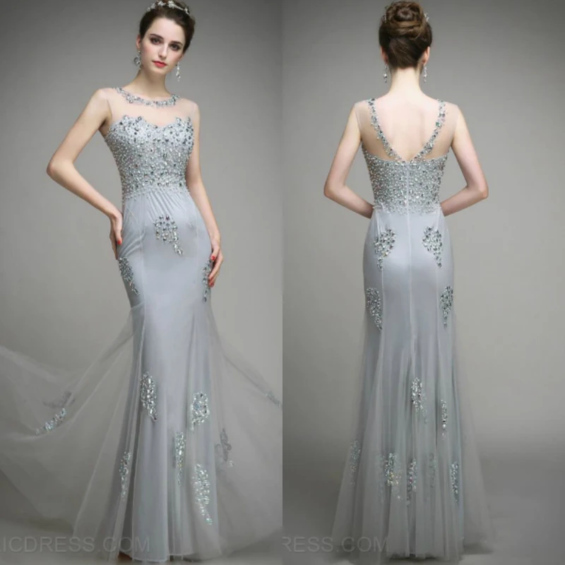 ; robe de soiree courte сексуальные сари michael korns Бисероплетение с украшением в виде кристаллов для продажи серебряный Тюль вечернее платье для мамы; обувь под свадебное платье для невесты