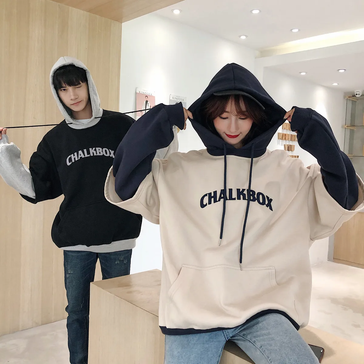 Two New Fake Loose Fashion Top Hoodies 