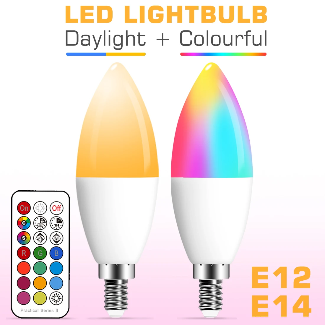 E14 LED Bulb E12 Smart Candle Light Bulb RGB Color Neon Sign Remote control Dimmable Tape Lamp 220V Indoor Lighting For Home