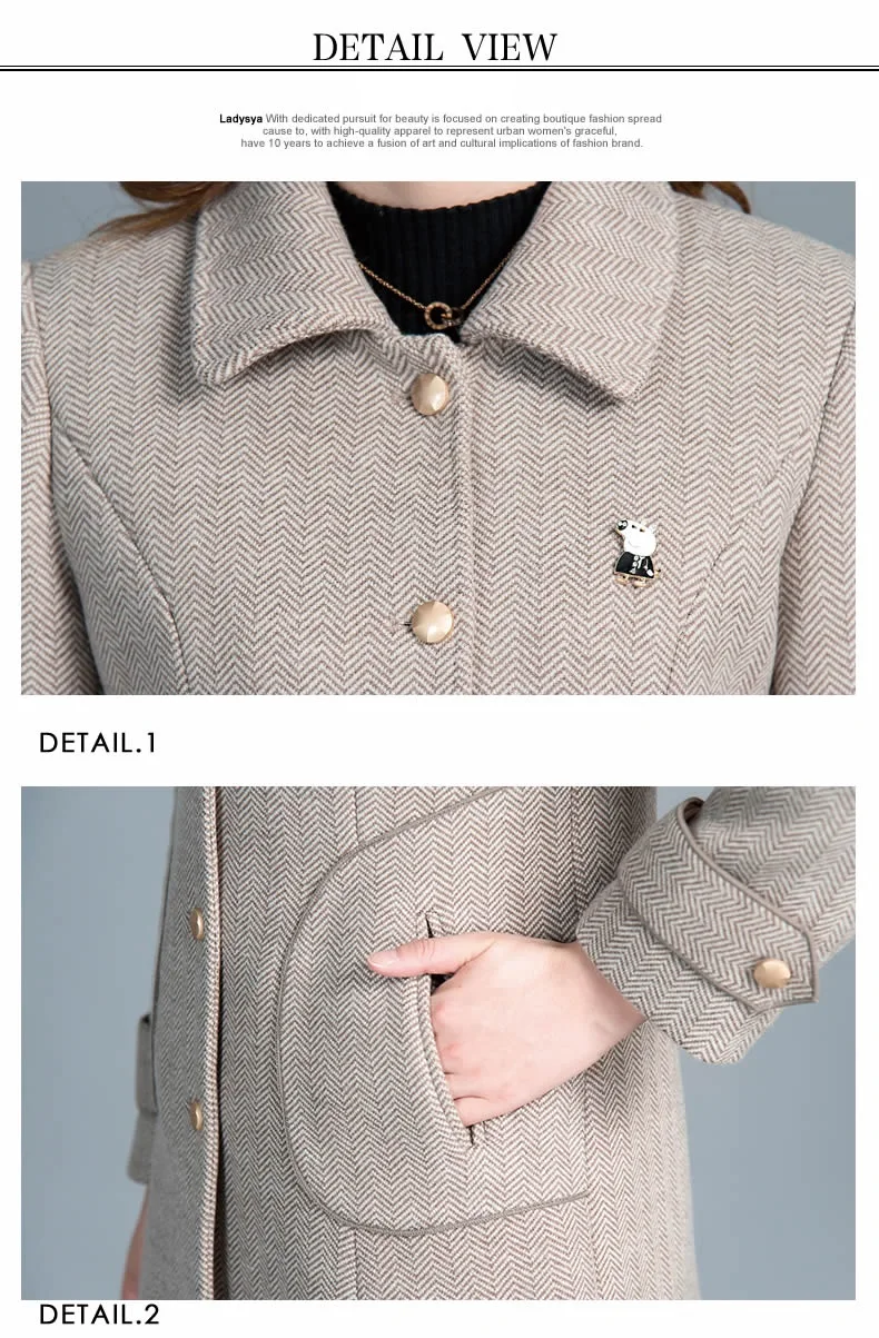 Haute couture Woolen coat women short jacket stripe NEW High quality Womens office clothing High-end fabric Outwear 1404