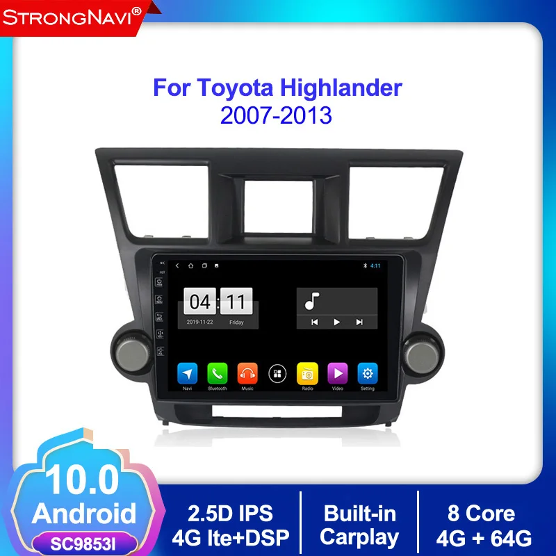 4G + 64G Android 10 0 DSP 2.5D IPS для Toyota Highlander 2007-2013 автомобильный Радио Мультимедиа Видео
