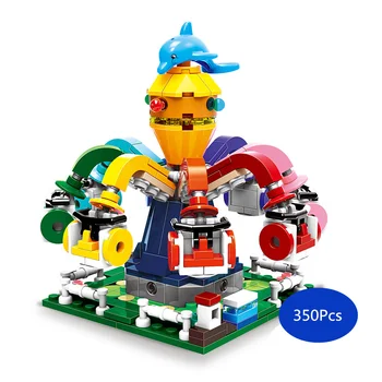 

[New] 350Pcs/set DIY Amusement park 360 degree Rotating Octopus Building blocks toy dolphin model funny assembles game toy gift