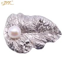 JYX серебристый лист 11 мм натуральный пресноводный жемчуг шпильки сверкающий Циркон Элегантный подарок