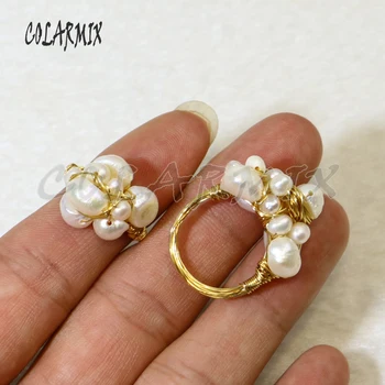 

5 pcs Wire beaded pearl rings pearl beads rings fashion jewelry for women rings accessories elegant jewels 9480