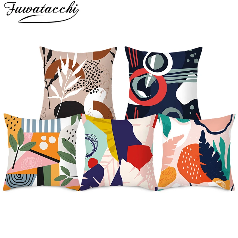 

Fuwatacchi Geometric Irregular Pciture Pillow Case Abstract Printing Throw Pillow Cover For Home Sofa Decorative Cushion Covers