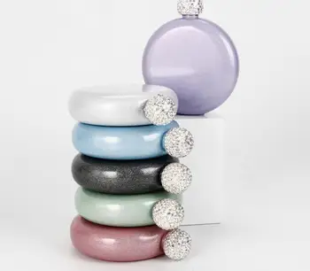 

120PCS Stainless Steel Hip Flask With Diamond Portable Wine Whiskey Round Alcohol Bottle Outdoor Round Wine Pot Jug Wholesale