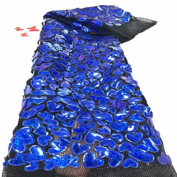 

Hot Sale African Sequins blue Velvet Lace Fabric Soft Warm French Sequins Velvet Voile Lace Fabric For Nigerian Party Wedding