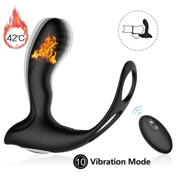 

Portable Wearable Massager with Heating Function Dual Massage Ring 10 Different Modes Wearable for Men Delay Couple's Making Tim