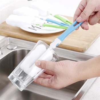 

Removable Sponge Cup Brush Multi-Purpose Long Handle Cleaning Brush Cup Brush Kitchen Cleaning Brushes