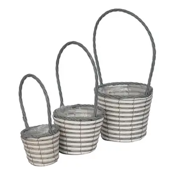 

1 Set 3pcs Flower Basket Handheld Decorative Plastic Simulation Rattan Outdoor Woven Basket Flower Basket For Home Garden