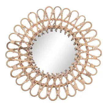 

Hanging Wall Mirror Rattan Round Makeup Mirror Nordic Style Art Ornament Home Decor For Apartment Living Room Bedroom