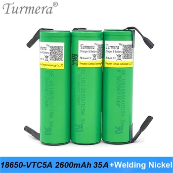 

Turmera 18650 VTC5A 2600mAh Reachargeable Lithium Battery 35A for Screwdriver Battery and Vacuum Cleaner Use + Welding Nickel J8