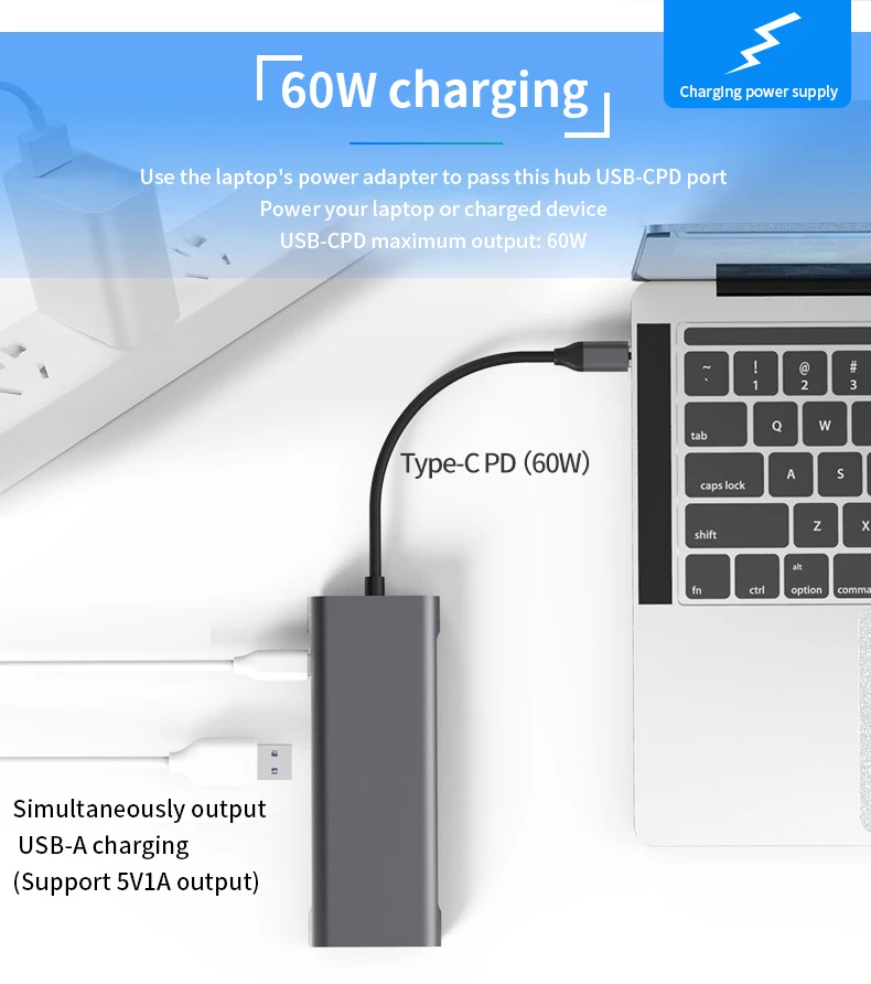 Концентратор Type C USB 3 0 с HDMI RJ45 PD Charge SD TF Card Reader концентратор разъемом типа для Macbook