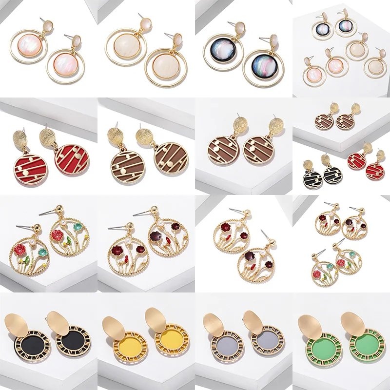 

Korean Version Of Unique Design Resin Earrings Female Imitation Pearl Ball Geometric Earrings Female Retro Wedding Jewelry
