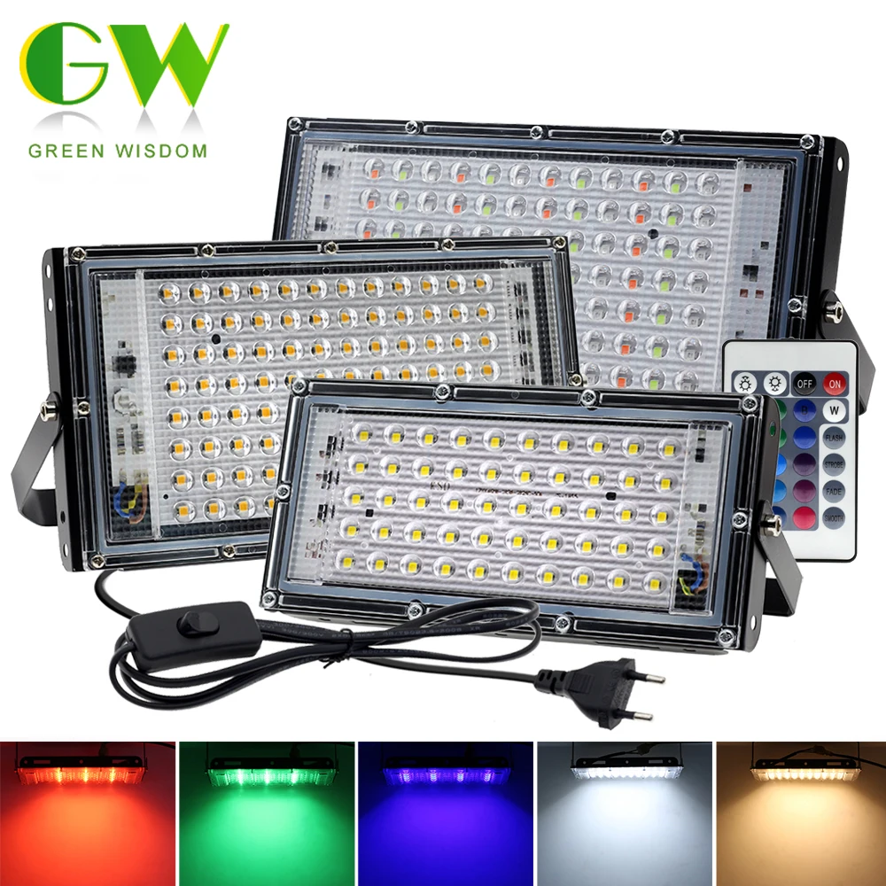 Led flood light LED flood light 50W 100W AC220V outdoor floodlight white warm white RGB outdoor spotlight waterproof street lamp garden lighting
