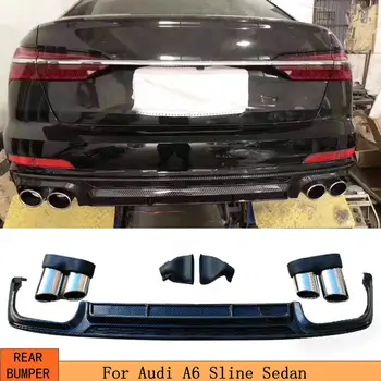 

PP Car Rear Bumper Diffuser Lip Spoiler for Audi A6 S-line Not for S6 RS6 2019 Rear Bumper Diffuser Lip Spoiler