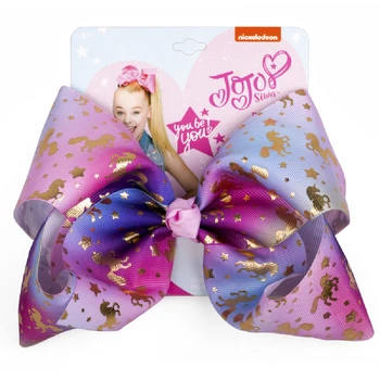 

Multicolor Girl Bows Large Rainbow Hair Unicorn Bow-knot Print Grosgrain Ribbon W/ Clip Handmade Kids Accessories