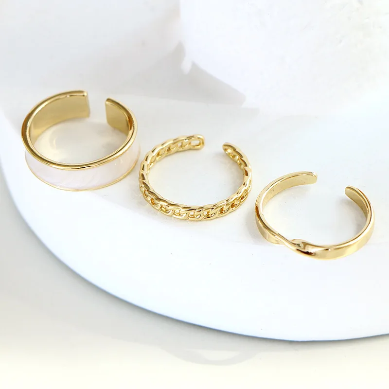 

3 Sets New Gothic Style Three Piece Opening Rings For Woman Fashion Korean Jewelry European and American Wedding Party Sexy Ring