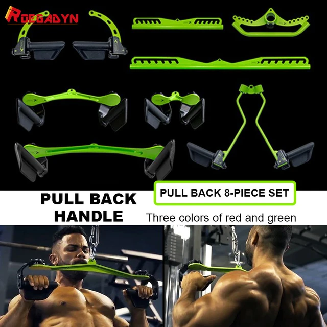 8 Piece Set Fitness Lat Pull Down T Handle Bar Rowing Rotating V-Bar Pulley  Cable