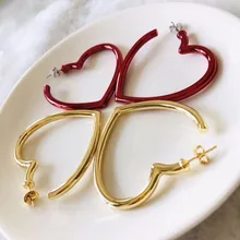 Pendientes de aro grandes de marca famosa con logo de letras de joyería de moda aro exagerado con forma de corazón círculo para mujeres y niñas joyería(China)