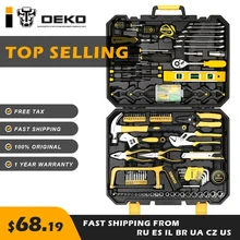 DEKO – Kit d'outils pour réparation automobile, ensemble d'instruments manuels mixtes, avec clés à douilles, boîte à outils en plastique, TZ168