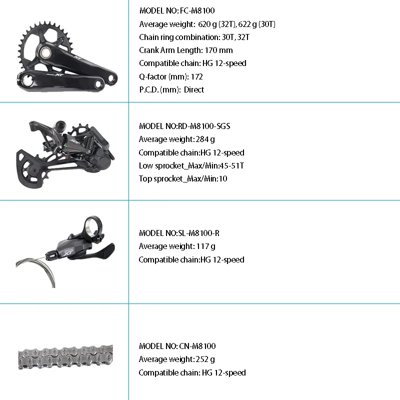 Shimano DEORE XT M8100 комплект MTB велосипедный комплект 11 скоростей