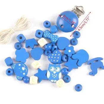 

1 Set DIY Pacifier Chain Clip Making Accessories Simple Fashion Baby Color Wooden Beads Jewelry Anti-fall Clips Chain 23GD