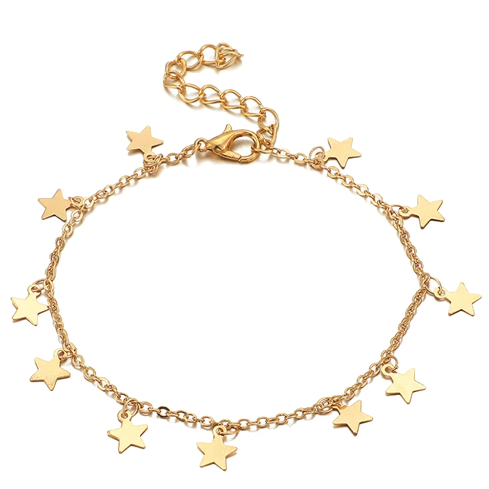 4Pcs/Set Star Charm Braided Rope Anklet Women Sandal Barefoot Ankle Bracelet ankle bracelet Woman's accesories bracelet on the l