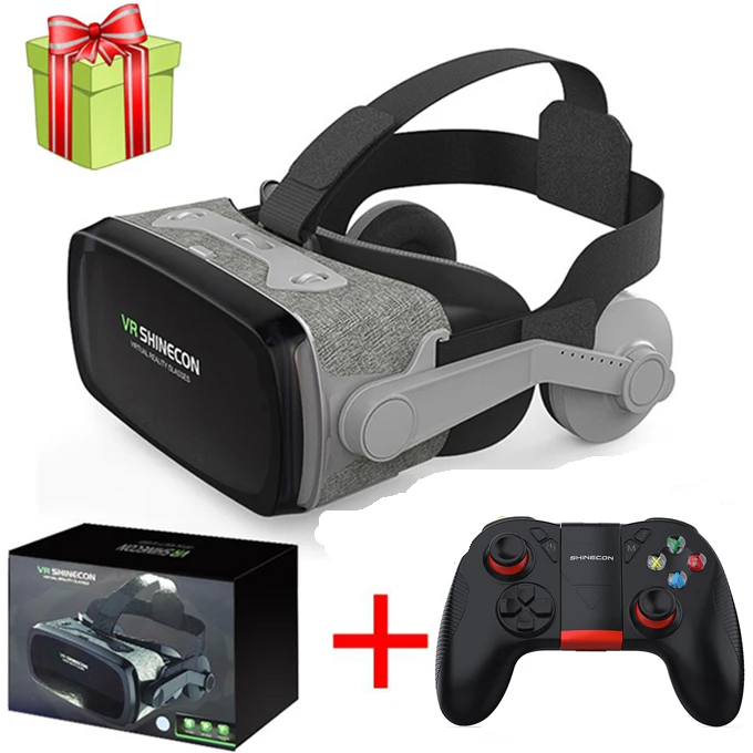 With Controller H Шлем гарнитура Vr Shinecon Gerceklik Очки виртуальной реальности 3D шлем очки 3 D Google Cardboard для телефона смартфона Len - Цвет: With Controller H