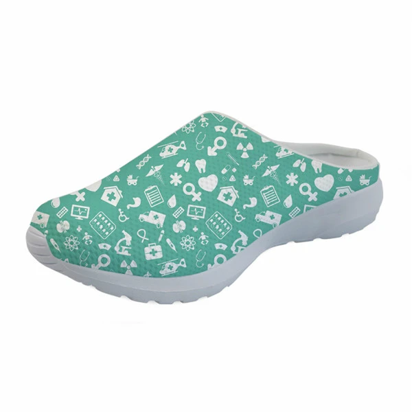 ELVISWORDS Cartoon Nurse Print Slippers women Cute Medical Doctor Air Mesh Sandals Summer Casual Beach Flat shoes Zapatos Mujer - Цвет: H8629CA