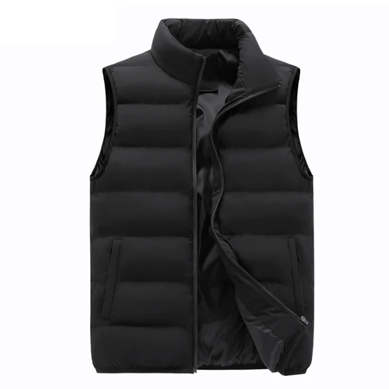 Newest Cotton Padded Vests Mens Jacket Sleeveless Vest Warm Photographer Male Waistcoat Casual Reporter Coat Big Size 5XL - Цвет: Черный