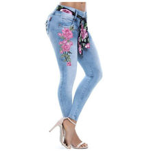 Floral Embroidered Women’s Pants New High Quality Ankle-Length Trousers Jeans Pants Female Jeans Plus Size 5XL