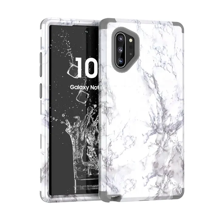 3 в 1 мраморный противоударный чехол для samsung Galaxy Note 10 Plus Чехол samsung Note 10 чехол Etui для Coque samsung Note10 Plus чехол - Цвет: Gray A