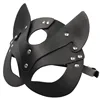 Porn Fetish Head Mask Whip BDSM Bondage Restraints PU Leather Cat Halloween Mask Roleplay Sex Toy For Men Women Cosplay Games ► Photo 3/6